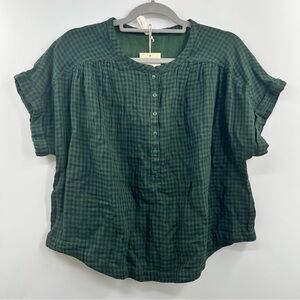 Pact Green Checkered Blouse
